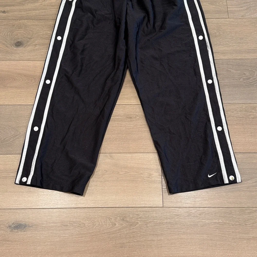 NIKE Black Vintage Tearaway Warm Up Snap Button Wide Leg Track Pants Size XL